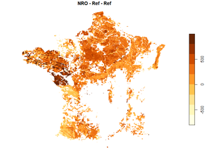 Représentation spatiale du stockage additionnel annuel absolu (kg/ha/an).
